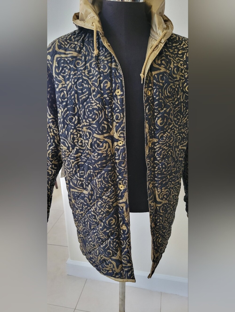KENN SPORN for WHIPPETTE REVERSIBLE JACKET GOLD & BLK Design or GOLD w PKTS Sz S